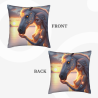 Cuscino in Peluche di 45x45 cm Doppio Lato con Motivo Sognante Cavallo-Umano