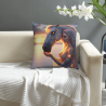 Cuscino in Peluche di 45x45 cm Doppio Lato con Motivo Sognante Cavallo-Umano