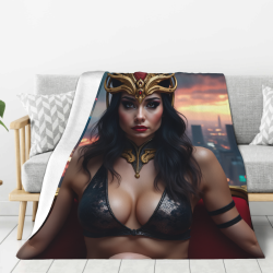Couverture en flanelle verticale de 280g Wonder Woman, confortable et chaude