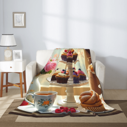 Couverture en flanelle verticale 280g (Imprimé de délicieux desserts)