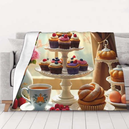 Couverture en flanelle horizontale 280g (Motif exquis de desserts)