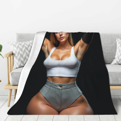 섹시한 여성 패턴이 있는 280g 세로 플란넬 담요