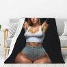 섹시한 여성 패턴이 있는 280g 세로 플란넬 담요