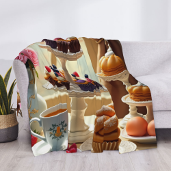 Couverture en flanelle horizontale 280g (Motif exquis de desserts)