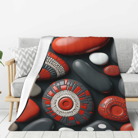 Manta de franela con paisaje abstracto en tinta - Okomall