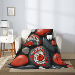 Manta de franela con paisaje abstracto en tinta - Okomall