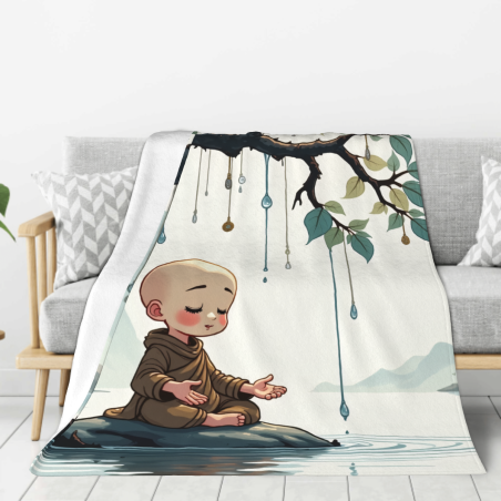 Zen Flanell-Decke - Serie "Friedliche Berglandschaft"