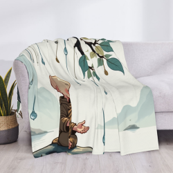 Manta de Flanela Estampada de 280g, Lado Único, Monje Pequeño