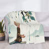 Manta de Flanela Estampada de 280g, Lado Único, Monje Pequeño