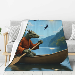 Coperta in flanella verticale 280g (Motivo drago fantastico che rema)