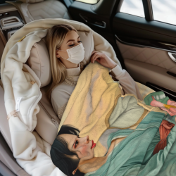 Coperta in Flanella Verticale da 280g con Motivo di Bellezza Classica