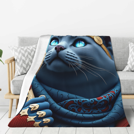 Couette en Flanelle Ombre Mystérieuse de Chat - Okomall