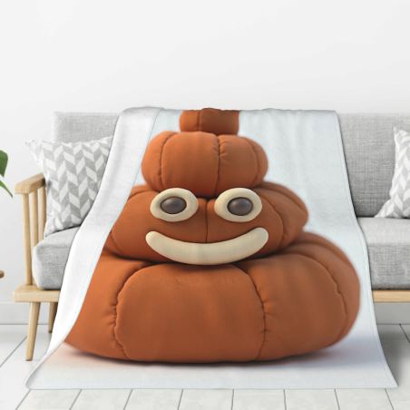 귀여운 만화 변 똥 패턴이 있는 280g 수직 플란넬 담요