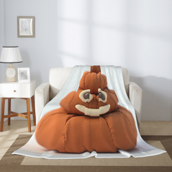 Couette Flanelle Verticale 280g avec Adorable Motif de Caca de Dessin Animé