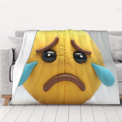 Manta de franela horizontal de 280g con estampado de emoji llorando