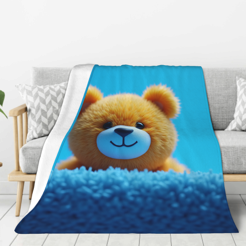 Manta de Flanela Estampada con Oso de 280g