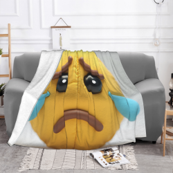 Manta de franela horizontal de 280g con estampado de emoji llorando
