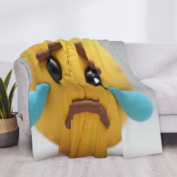 Manta de franela horizontal de 280g con estampado de emoji llorando