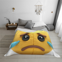 Manta de franela horizontal de 280g con estampado de emoji llorando