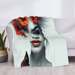 Manta de franela con retrato femenino - Okomall