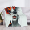 Manta de franela con retrato femenino - Okomall