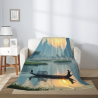 Couverture en flanelle verticale 280g imprimée recto (motif paysage de pêche)