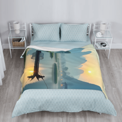Couverture en flanelle verticale 280g imprimée recto (motif paysage de pêche)