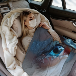 Coperta in flanella orizzontale 280g (Stampa Occhi Sognanti)