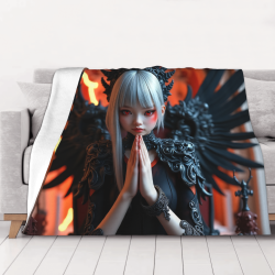 Couverture en flanelle horizontale 280g motif fille mystérieuse