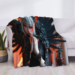 Couverture en flanelle horizontale 280g motif fille mystérieuse