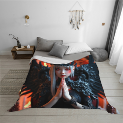 Couverture en flanelle horizontale 280g motif fille mystérieuse