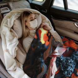 Coperta in flanella orizzontale 280g motivo ragazza misteriosa