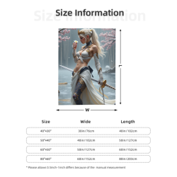280g 縦型 剣を持つ美女プリント フランネルブランケット