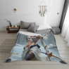 280g Horizontal Flannel Blanket with Pattern of Female Warrior with Sword