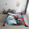 280g 수평 플란넬 담요, 소녀와 흰 고양이 패턴