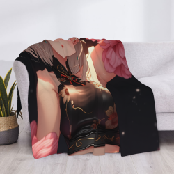 Couverture en flanelle horizontale de 280g avec impression de fille anime