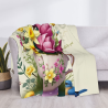 Coperta in flanella orizzontale 280g con motivo squisito di fiore e tazza da tè