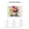 Manta de franela horizontal de 280g con estampado exquisito de flor y taza de té