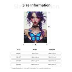280g 수직 플란넬 담요: 꿈꾸는 소녀와 나비 프린트