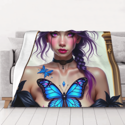 280g horizontale Flanell-Decke: Mädchen und Schmetterlingsdruck