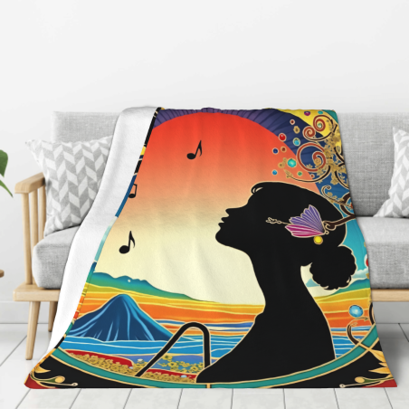 Couverture en flanelle verticale 280g (Impression thématique musicale)