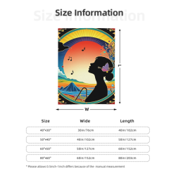 280g 세로형 플란넬 담요 (음악 테마 프린팅)