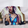 Manta de franela horizontal 280g: Estampado de chica y mariposa