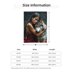 Coperta in flanella verticale 280g con stampa ragazza e husky
