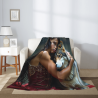 Coperta in flanella verticale 280g con stampa ragazza e husky