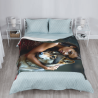 Couverture en flanelle verticale 280g avec impression fille et husky