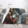 280g horizontale Flanell-Decke mit Schönheit und Wolf Druck