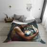 Couverture en flanelle horizontale 280g avec motif beauté et loup