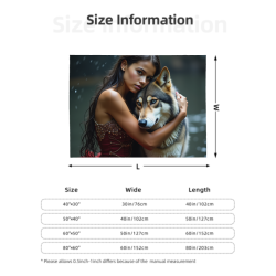 Manta de franela horizontal de 280g con estampado de belleza y lobo