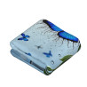 Coperta in flanella verticale 280g con motivo farfalle blu e vaso
